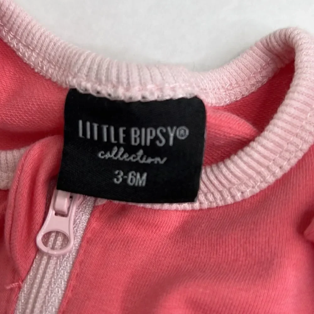 Little Bipsy pink two-way Zip onesie EUC size 3-6 months